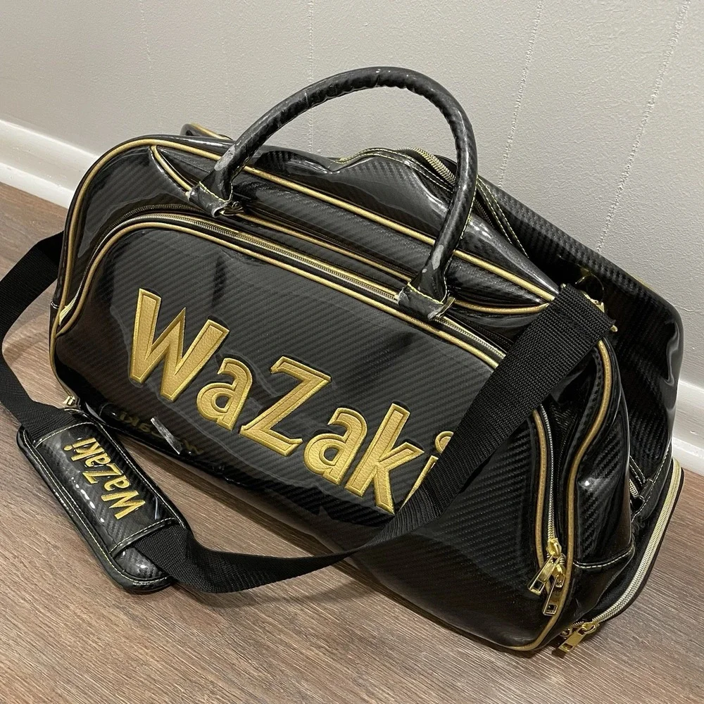 Wazaki Japan Golf Duffle Bag Black Carbon Fiber Gloss READ